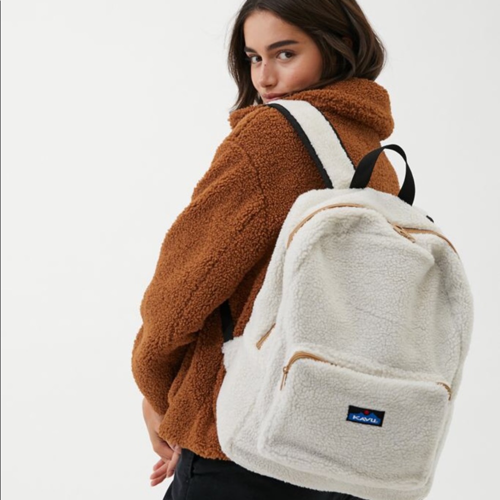 KAVU Pack Fleece backpack in Birch cream tan black